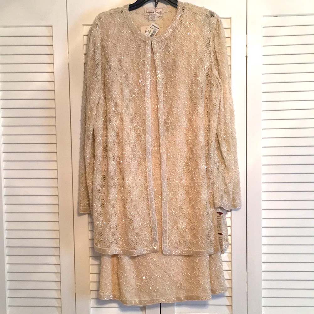 2 Piece Fully Beaded Dress Ensemble